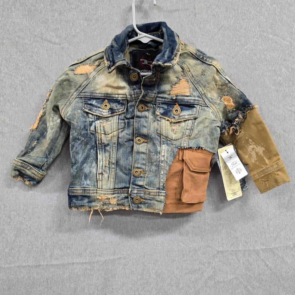 Jordan Craig Kids Legacy Edition Distressed Denim Jacket Desert Storm‎ Size 2T
